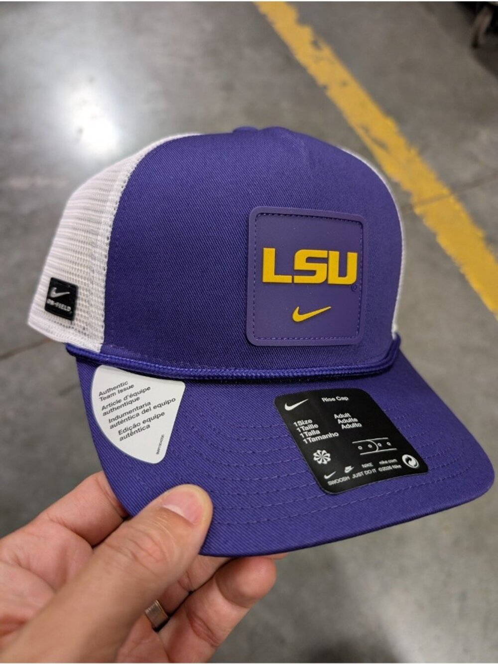 NWT Nike LSU Tigers On-Field Rise Cap Trucker Hat - Purple/White (Snapback M/L)